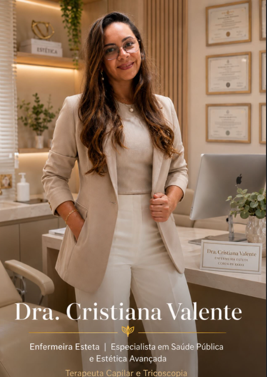 Dra. Cristiana Valente no ambiente da clínica CV Estética